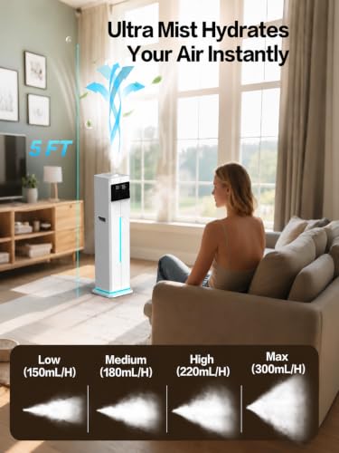 9L Bedroom Humidifier with 60H Runtime and Top Fill - Pure White