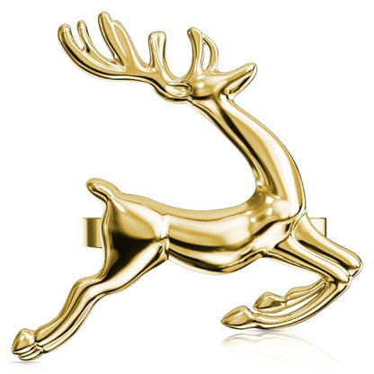 Gold Reindeer Napkin Rings Set of 6 Christmas Table Decorations - Variation of 6 / Gold Deer