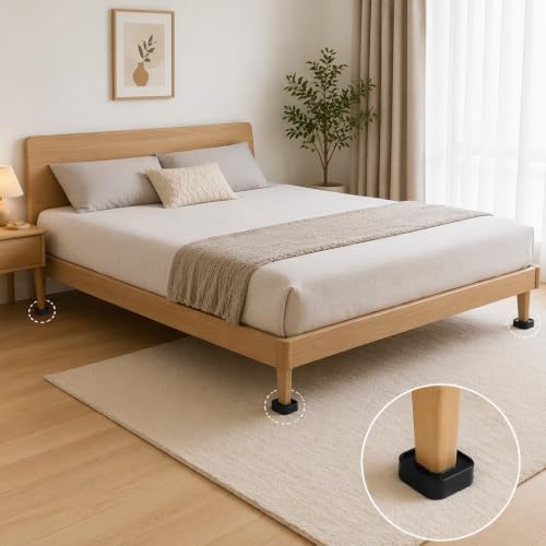 Adjustable Furniture Risers Set - Stackable Plastic Bed & Desk Supports, 1.38 Inch Height, Black