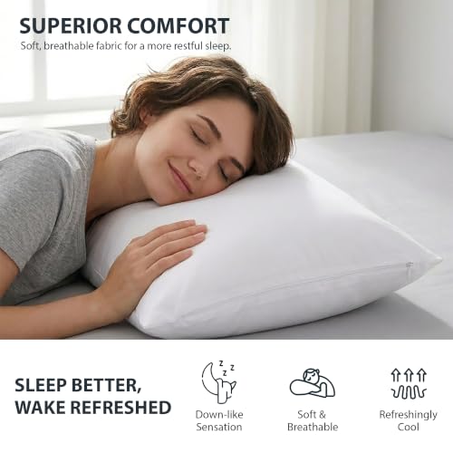 King Size Waterproof Pillow Protectors Pack of 4 20x38 Inches - Fully Sealed Bed Pillow Covers