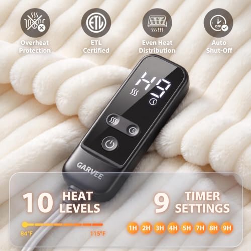 Cream Heated Blanket Electric Throw 50x60 Inch 290 GSM Flannel