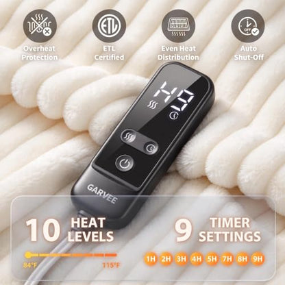 Cream Heated Blanket Electric Throw 50x60 Inch 290 GSM Flannel