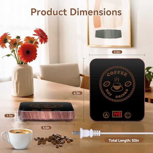 Coffee Mug Warmer for Desk with Auto Shutoff, Adjustable Temperature, 12-Hour Timer