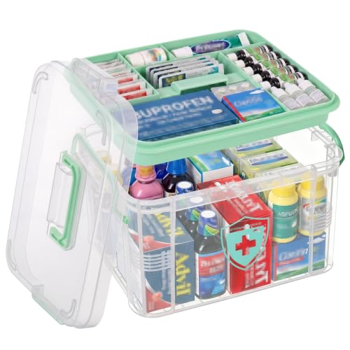 Large 15QT Medicine Organizer Box with Compartments for Home Dorm Travel
