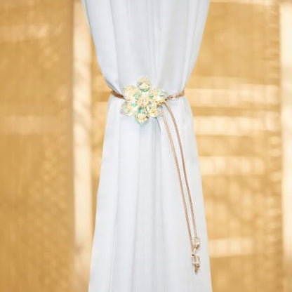 Clear Magnetic Curtain Tiebacks with Crystal Flower Beads - 2 Pack