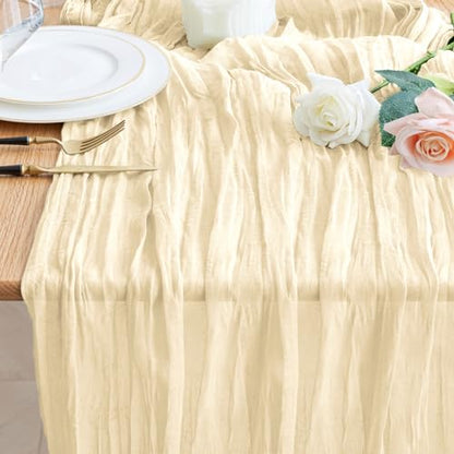 Beige Cheesecloth Table Runner 10ft – Gauze Boho Wedding Party Decor (1 Pack)