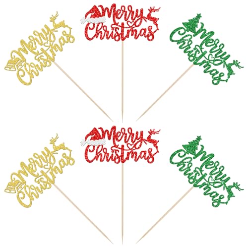 Christmas Centerpiece Sticks Set - Glitter Deer & Tree Designs, 12 Pcs with Variation Design 1