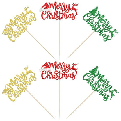 Christmas Centerpiece Sticks Set - Glitter Deer & Tree Designs, 12 Pcs with Variation Design 1