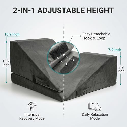 Adjustable Leg Elevation Pillow for Post Surgery Recovery - Non-Slip, Breathable Velvet Cover