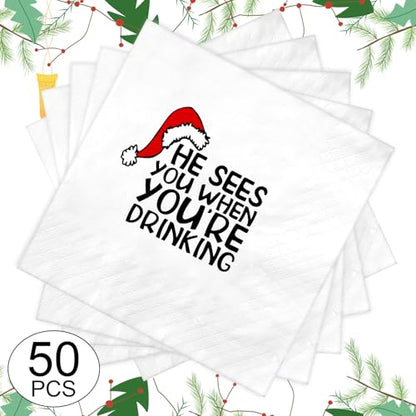 Funny Cocktail Napkins Please Leave by 9 - Elegant 50 Pack for Parties