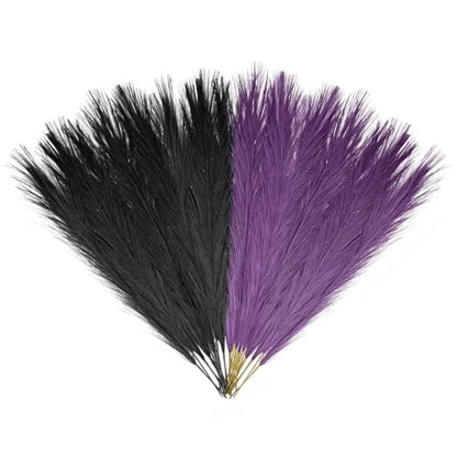 Artificial Pampas Grass Bundle - Black & Purple, 17 Inches, Set of 30