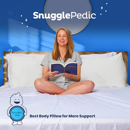 Snuggle-Pedic Body Pillow for Adults - White Pregnancy Pillows w/Shredded Memory Foam - Firm Maternity Side Sleeper Pillow for Adults - Long Cuddle Pillow for Bed - 20x54 Full Body Pillow