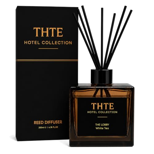 White Tea & Soft Musk Reed Diffuser for Home - Hotel-Inspired Scent with Black Fiber Reeds