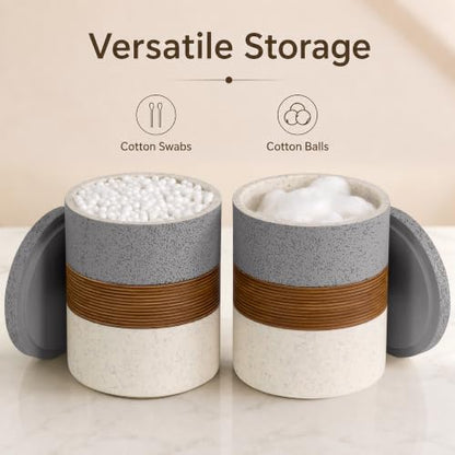 Gray 6-Piece Resin Bathroom Accessories Set - Stone-Inspired Organizers