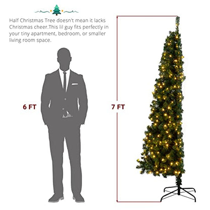 Green 7ft Prelit Half Christmas Tree with 230 Warm Lights and 881 Tips