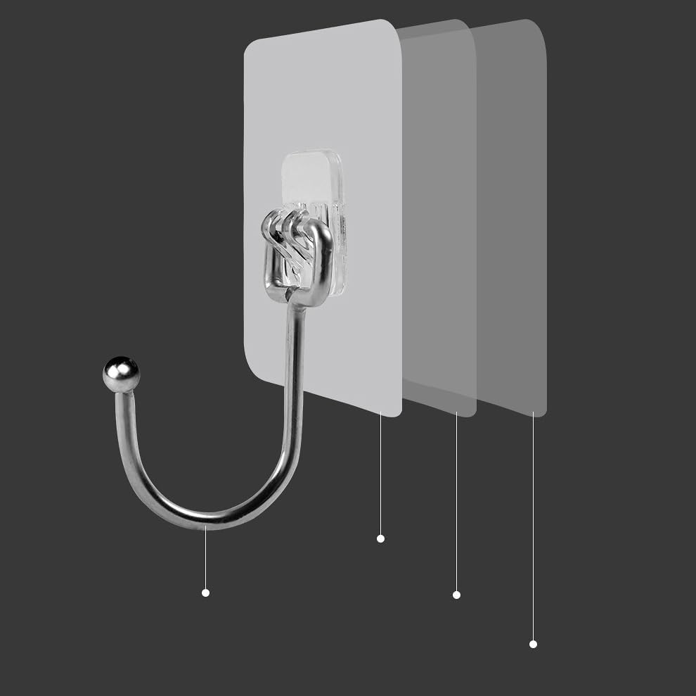 OVOV Heavy Duty Adhesive Hooks - Removable Wall Hooks for Towels, Coats, and Keys | Ideal for Bathrooms and Kitchens