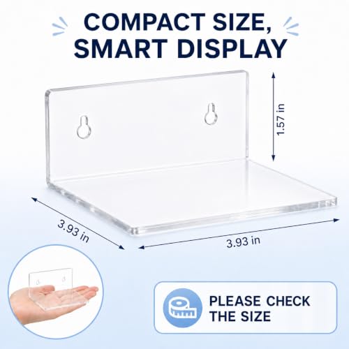 10 Pack Small Clear Acrylic Floating Wall Shelves for Display