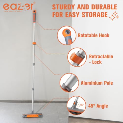 Eazer 2-in-1 Long Handle Floor Scrub Brush with Squeegee - 60 Inch