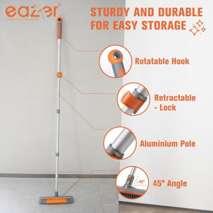 Eazer 2-in-1 Long Handle Floor Scrub Brush with Squeegee - 60 Inch