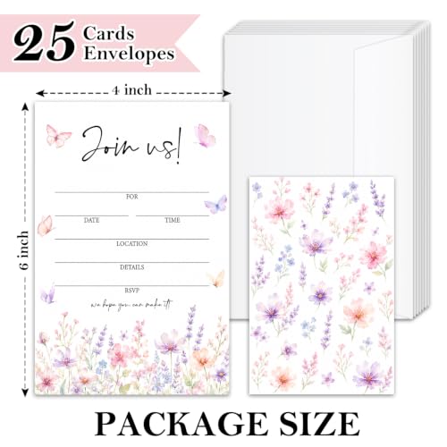 Butterfly Join Us Invitations Set with Envelopes - 25 Pack for Weddings, Parties, Showers