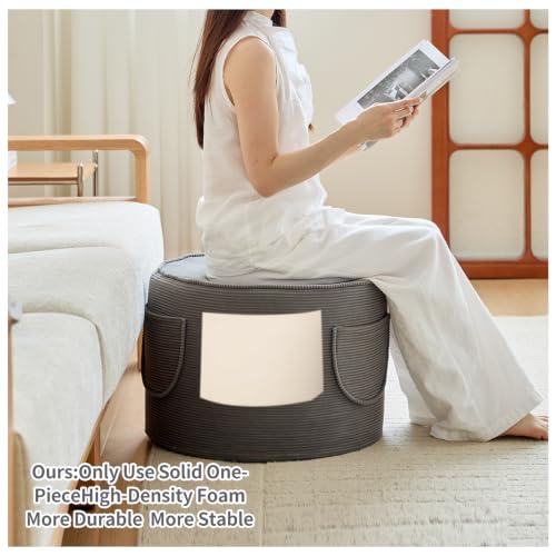 iYKYK Grey Pouf Ottoman Coffee Table Foot Rest 20x15 in - Velvet Cover