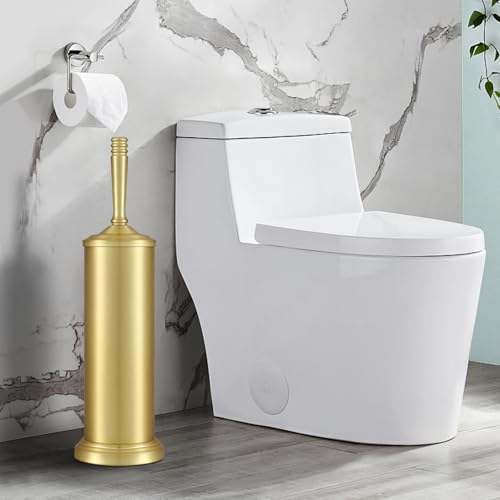Toilet Brush and Holder Set - Brushed Gold, Splash Resistant Deep Cleaning