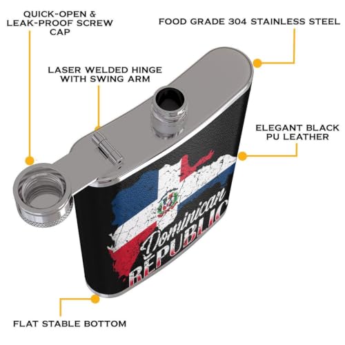 8oz Stainless Steel Hip Flask with PU Leather Cover Style 4 - One Size