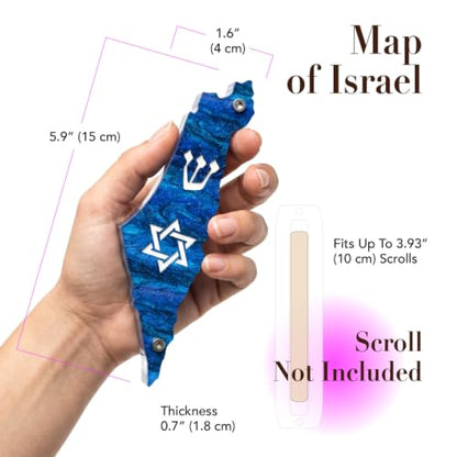 Modern Acrylic Jewish Mezuzah Case with Map Design - Weatherproof, Handmade in Canada, Soft Blues / Map Variation