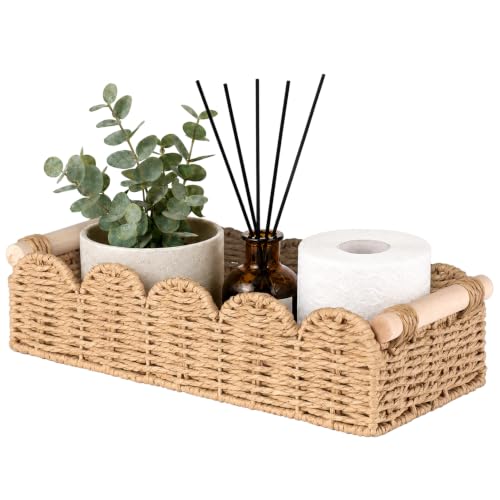 Beige Toilet Paper Storage Basket for Bathroom Decor - Small Woven Organizer