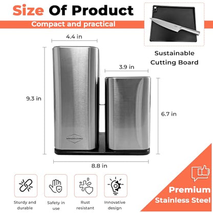 MENZELIANO 13 pcs kitchen knife set with block and cooking stainless steel utensils set with holder