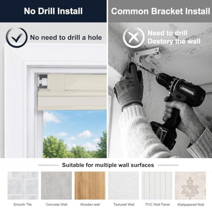 Beige No Drill Top Down Bottom Up Cellular Window Shades 34.5W x 64H