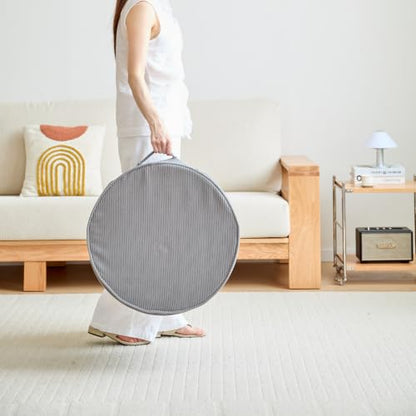 iYKYK Grey Pouf Ottoman Coffee Table Foot Rest 20x15 in - Velvet Cover