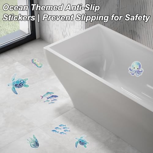 22PCS Non-Slip Bathtub Stickers with Sea Turtle Design and Scraper