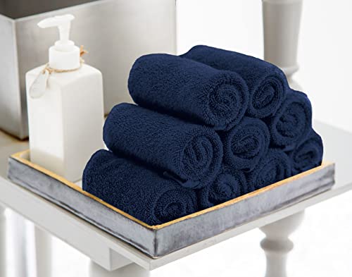 Utopia Towels 60 Pack Cotton Washcloths Set, 100% Ring Spun Cotton, Premium Flannel Face Cloths, Highly Absorbent and Soft Feel Fingertip Towels, Navy