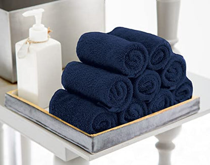 Utopia Towels 60 Pack Cotton Washcloths Set, 100% Ring Spun Cotton, Premium Flannel Face Cloths, Highly Absorbent and Soft Feel Fingertip Towels, Navy
