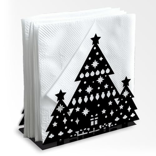Christmas Pine Tree Napkin Holder Black Metal Table Decor - Variation of Pine Tree