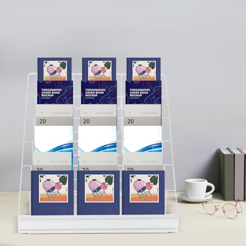 White 6-Tier Wire Book Display Shelf for Library Classroom