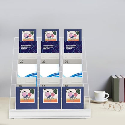 White 6-Tier Wire Book Display Shelf for Library Classroom