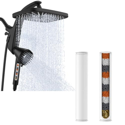 Filtered Shower Head with Replacement Cartridges - Black, 2-Pack