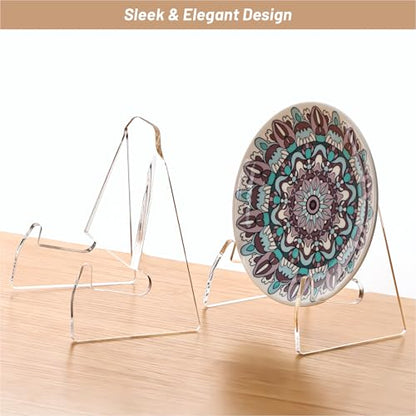 Acrylic Plate Display Stand 5.1 Inch Wide Clear Book & Art Holder - 2 Pack