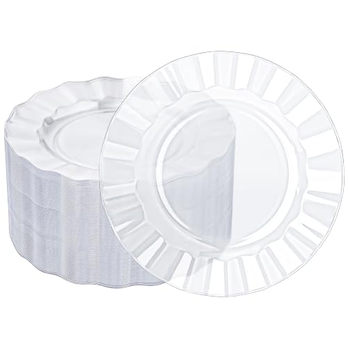 Clear Plastic Dinner Plates 10 Inch - Wave Edge, 72 Pack - Variation of THIS listing