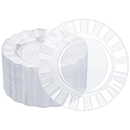 Clear Plastic Dinner Plates 10 Inch - Wave Edge, 72 Pack - Variation of THIS listing