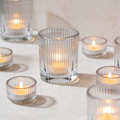 48 Pack Glass Votive Candle Holders - Clear 2x2.5 Inch Tealight Holders - Elegant Home Decor & Wedding Party Supplies
