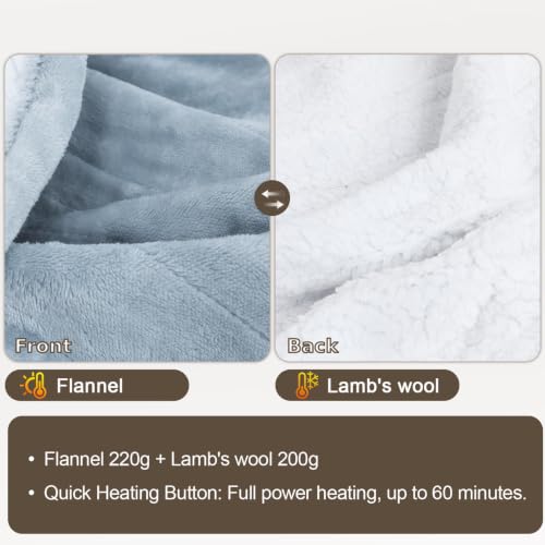 Electric Heated Throw Blanket 50x60 Soft Flannel Sherpa Cozy Bed Couch