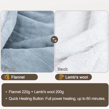 Electric Heated Throw Blanket 50x60 Soft Flannel Sherpa Cozy Bed Couch