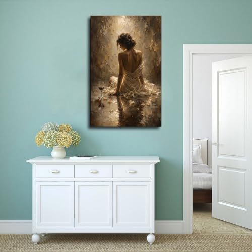 Romantic Woman Back Canvas Wall Art - Wrapped 12x18 Inches