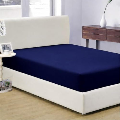 Queen Fitted Sheet 100% Egyptian Cotton Navy Blue 28-30 Inch Deep Pocket - Adarsheets
