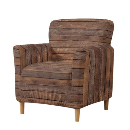 Wood Texture Arm Chair Slipcover for Living Room Fall Decor - Elastic & Universal Fit