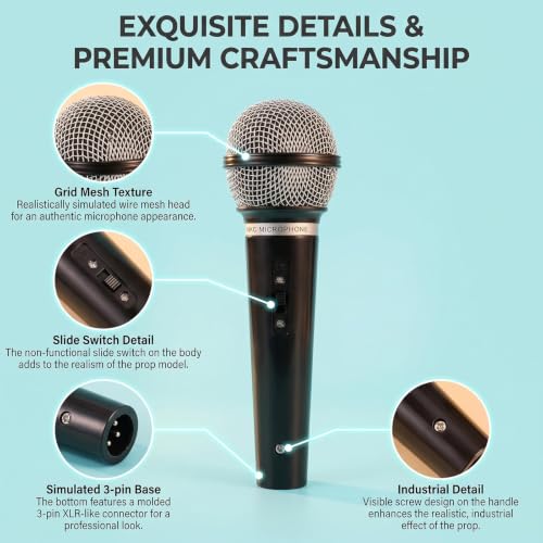 Plastic Microphone Prop - Fake Handheld Studio Mic for Cosplay & Decor