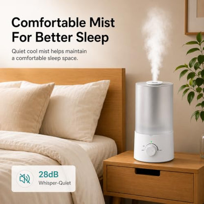 White 4L Ultrasonic Bedroom Humidifier with Essential Oil Tray & Quiet Operation